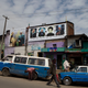 Old taxis and public buses in Addis Ababa.